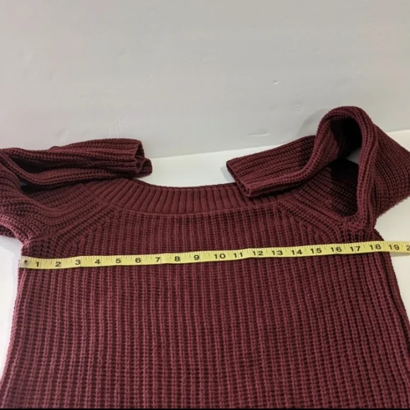 Pink Republic Sweater Burgundy Shaker Knit Ribbed Cotton Large - Picture 9 of 11